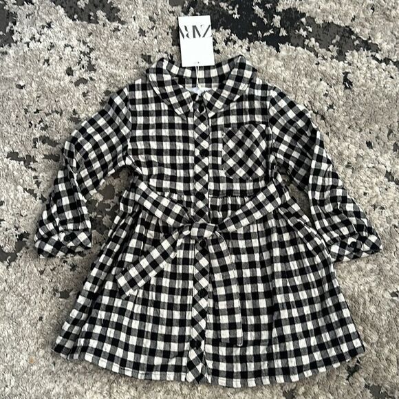 ZARA Kids | Black | TEXTURED GINGHAM DRESS - Picture 4 of 6